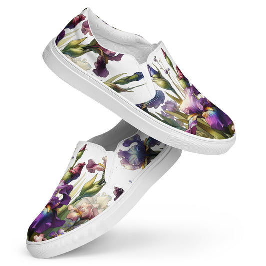canvas slip on shoes, slip on shoes, canvas sneakers, canvas shoes, trendy fashion, unique shoe design, mens shoes, womens shoes, sneakers, art by jen duran