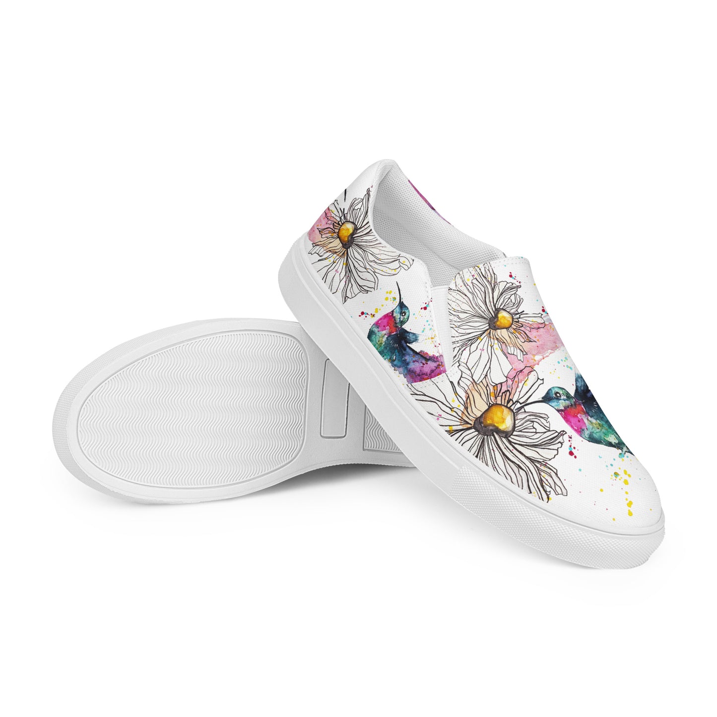 canvas slip on shoes, slip on shoes, canvas sneakers, canvas shoes, trendy fashion, unique shoe design, mens shoes, womens shoes, sneakers, art by jen duran