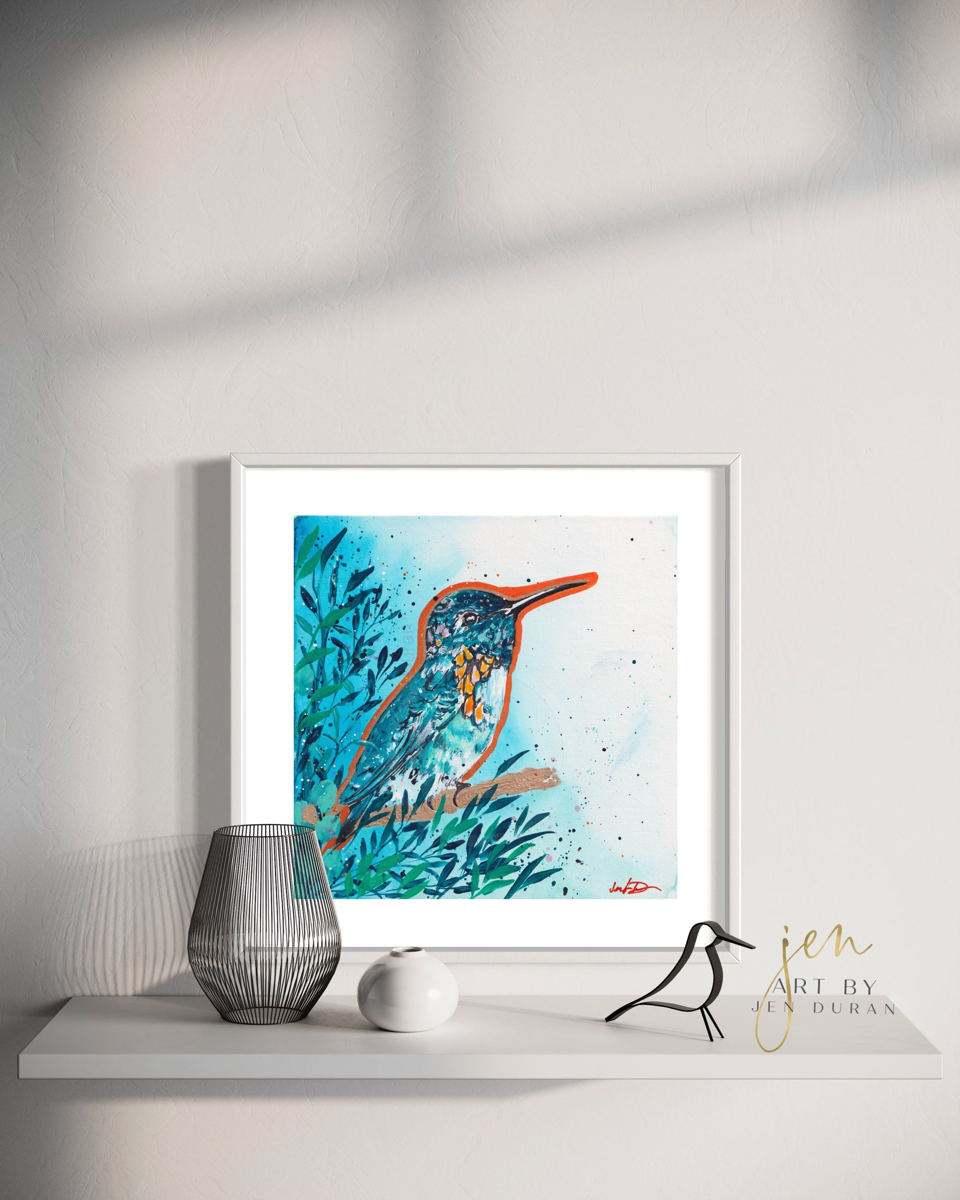 Watercolor Hummingbird Canvas Wall Art Print
