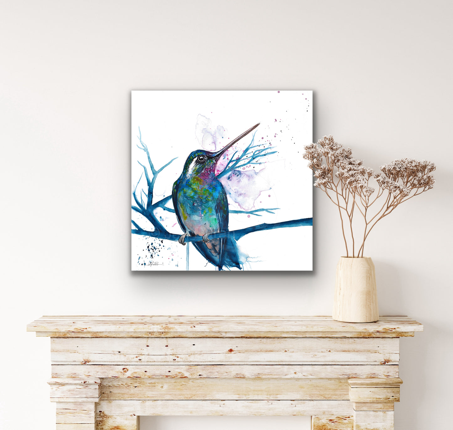 "Blue Hummingbird" - Giclée Canvas Print