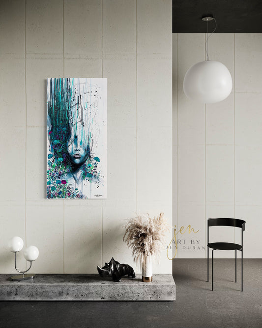 "CONSUMED" Original Watercolor and Mixed Media Painting | Canvas Wall Art | Home Decor Art By Jen Duran