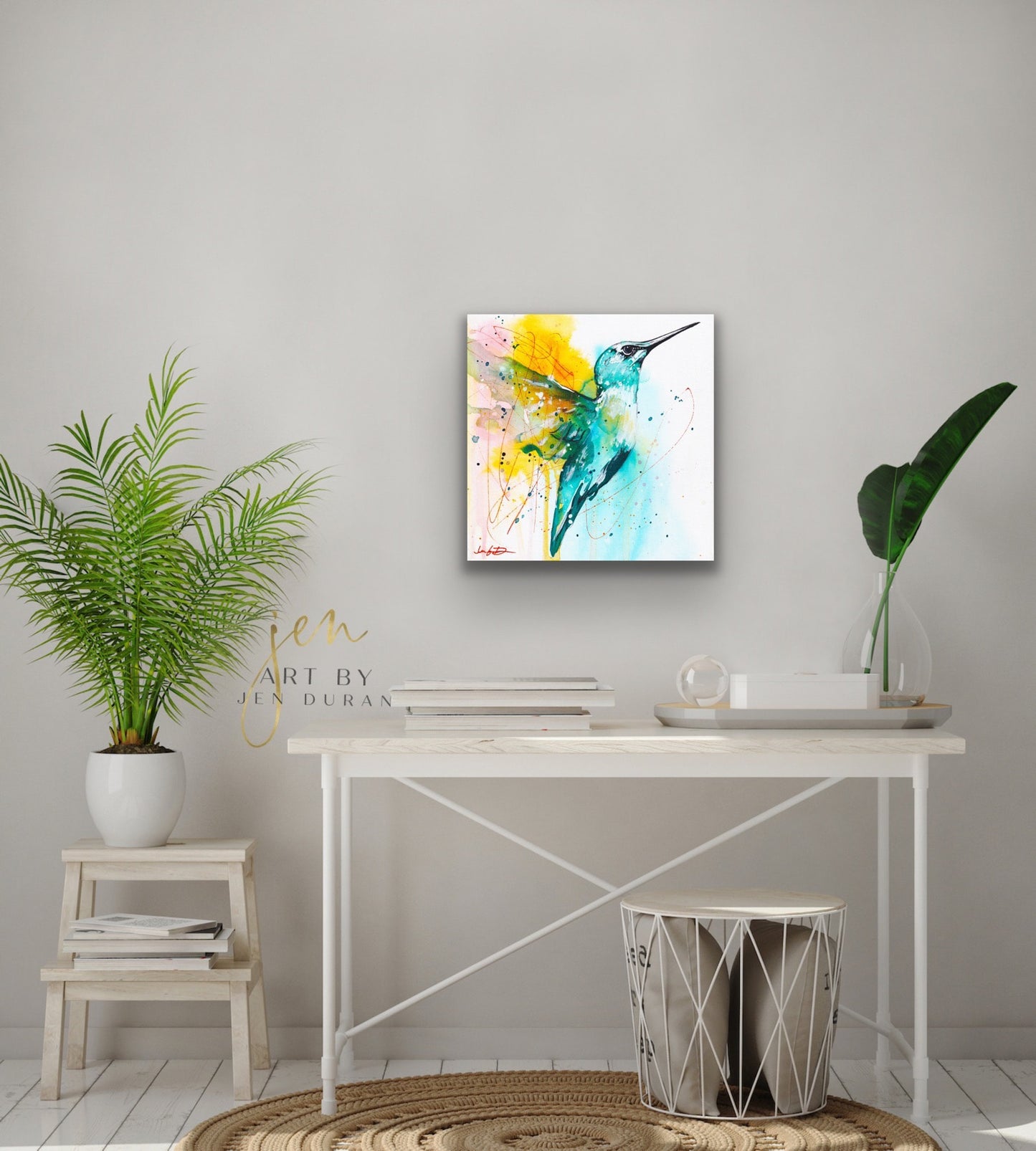 modern canvas wall art, modern art, hummingbird art, watercolor bird art, hummingbird art print, canvas wall art, wall art, home decor, modern art print, art for walls, unique home decor, best gift, bird art print, art by jen duran