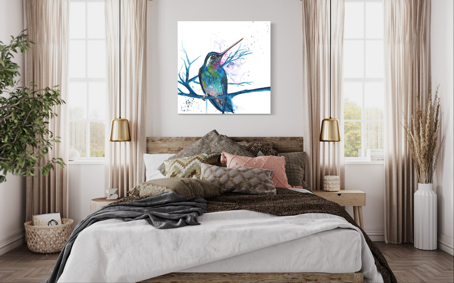 "Blue Hummingbird" - Giclée Canvas Print