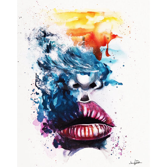 watercolor painting, ocean art, abstract art, lips, Canvas Wall Art, Home Decor, Art By Jen Duran