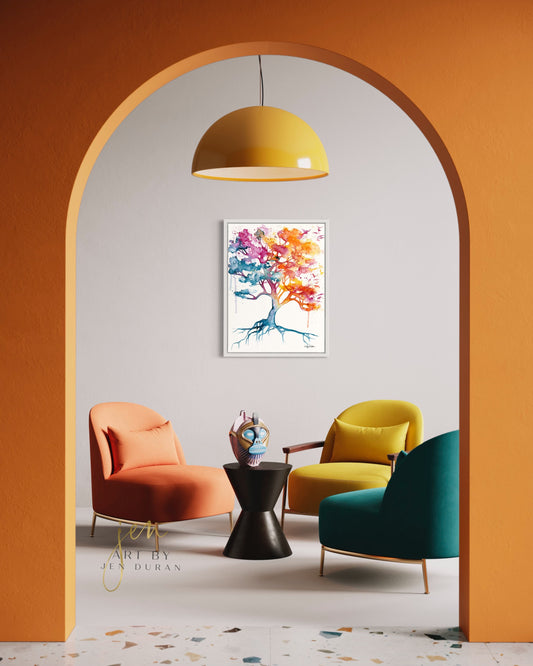 Rainbow Tree Fine Art Paper Print | Wall Art Home Decor