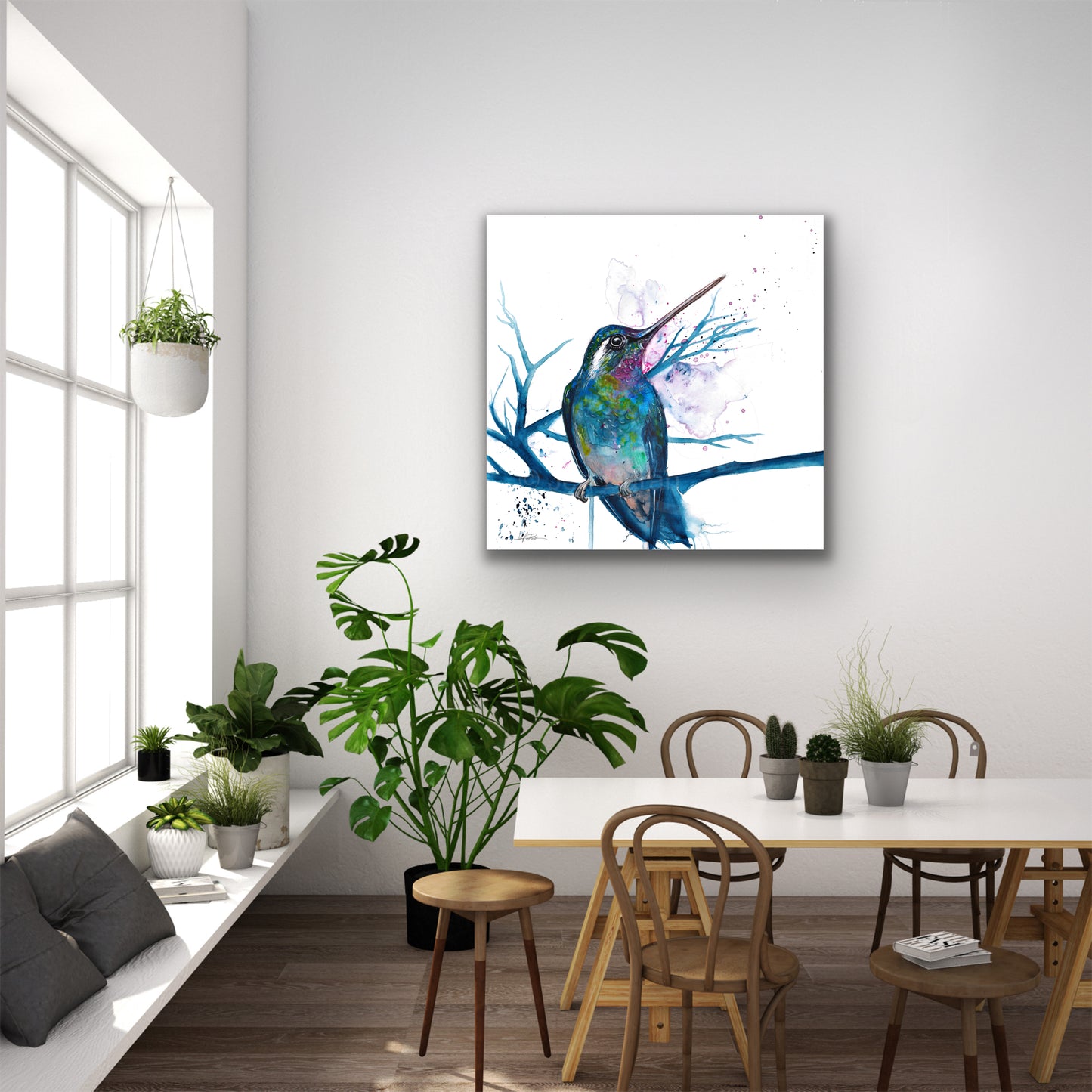 "Blue Hummingbird" - Giclée Canvas Print