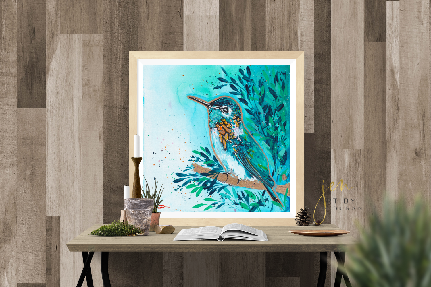 Watercolor Hummingbird Canvas Wall Art Print