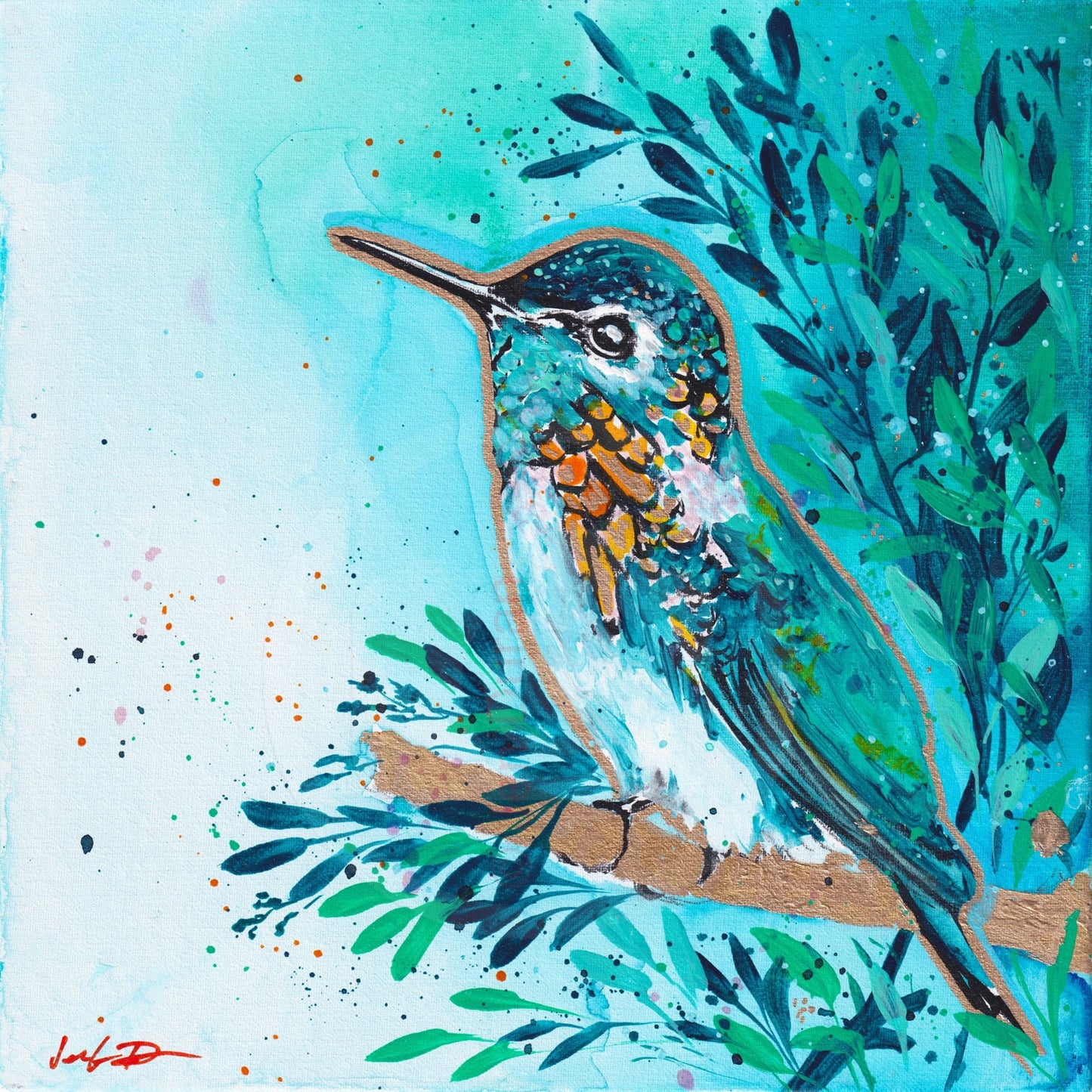Watercolor Hummingbird Canvas Wall Art Print