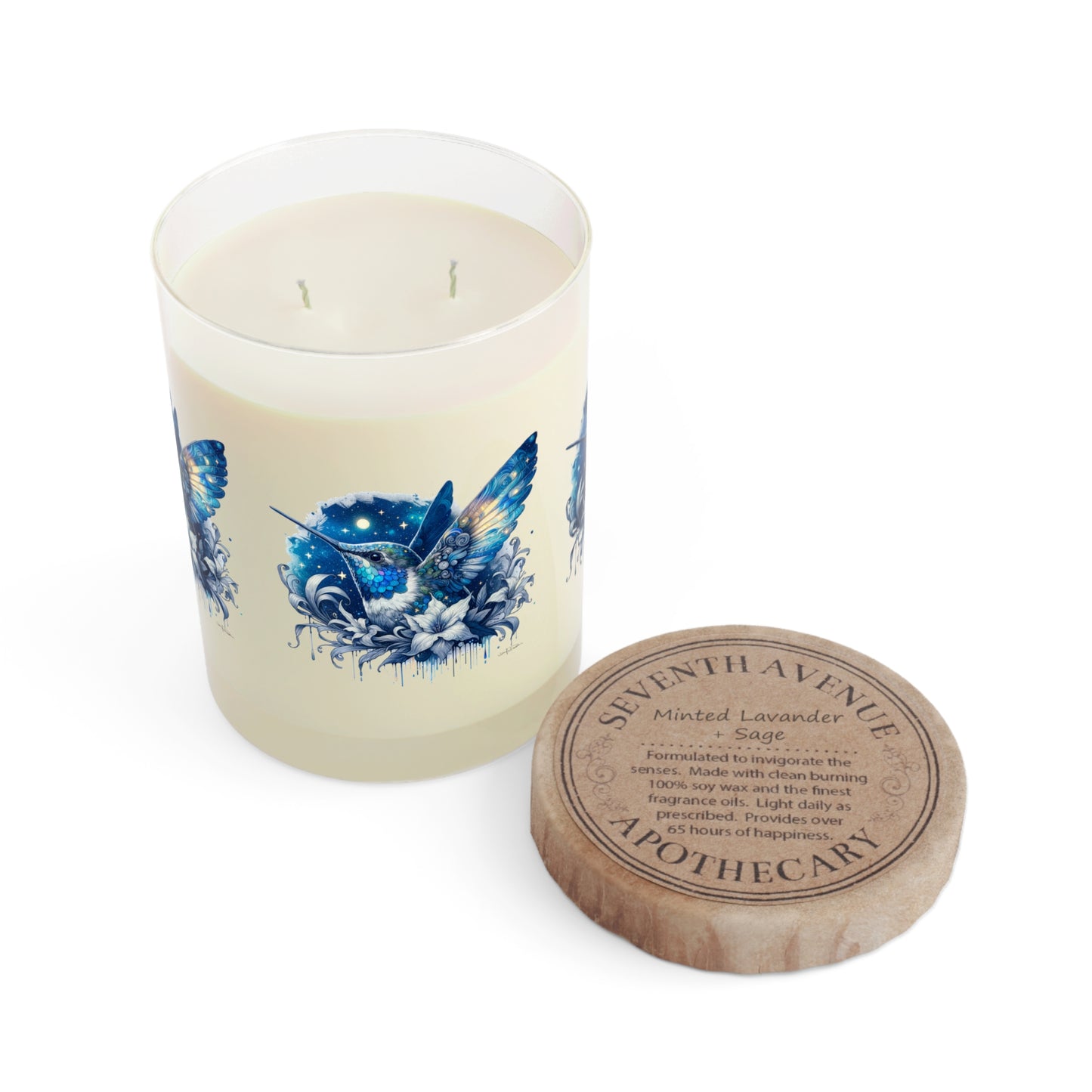 Seventh Avenue Scented Candle - Blue Hummingbird w/ Starry Night Design