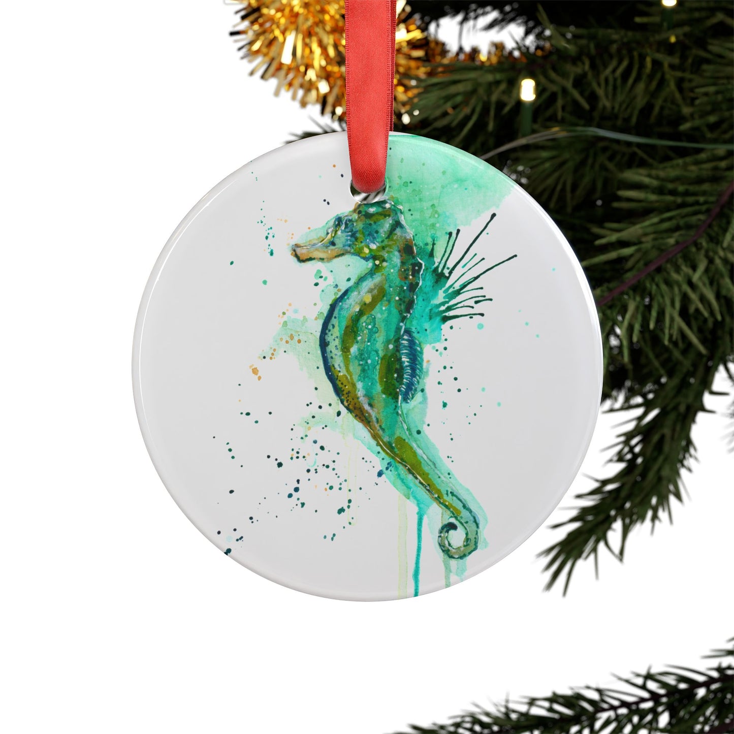 Holiday Acrylic Ornament - Seahorse #2