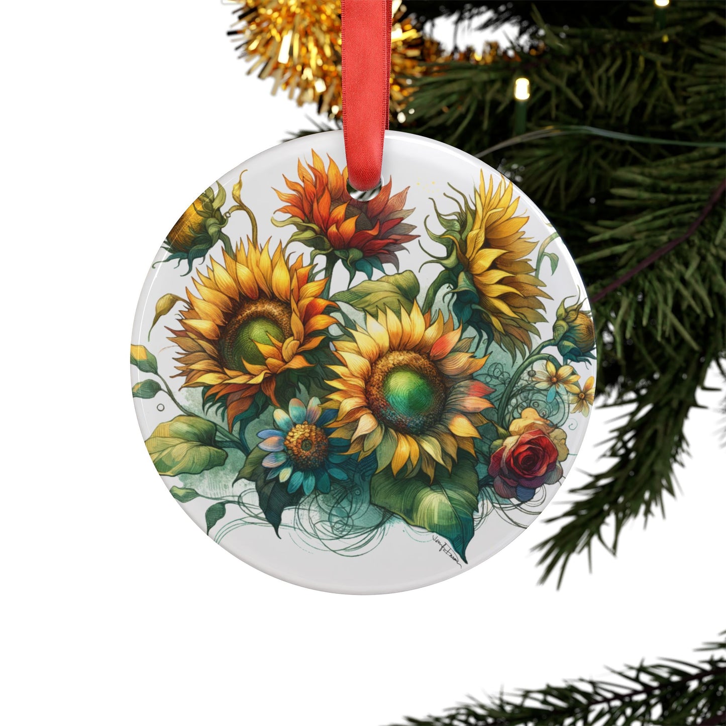 Holiday Acrylic Ornament - Sunflowers