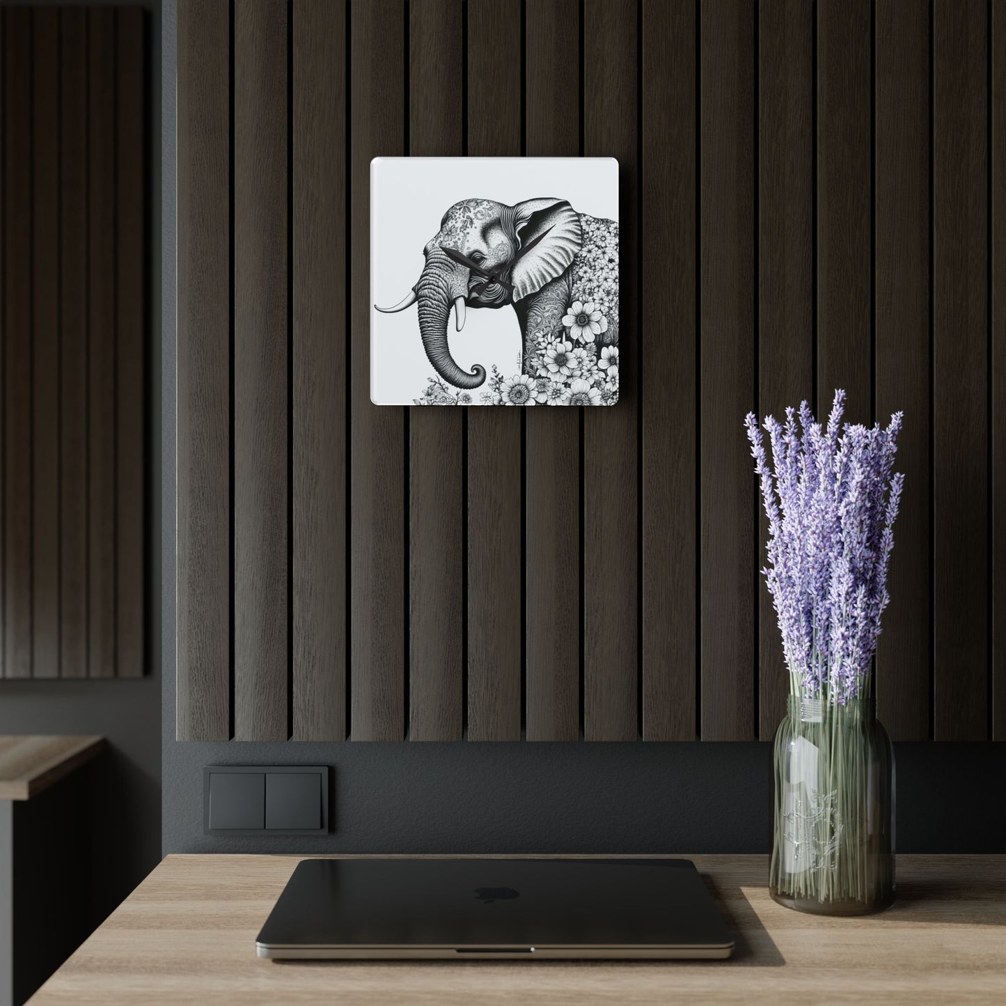 Acrylic Wall Clock - Elephant Design