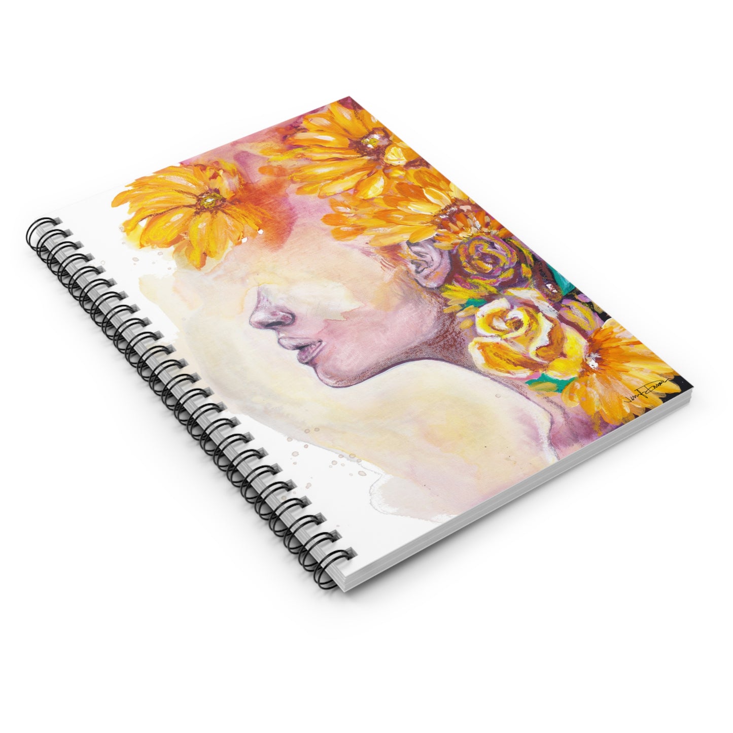 Spiral Notebook - Girl with Sunflowers