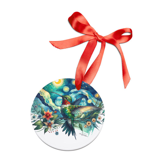 Holiday Acrylic Ornament - Hummingbird w/Starry Night Design