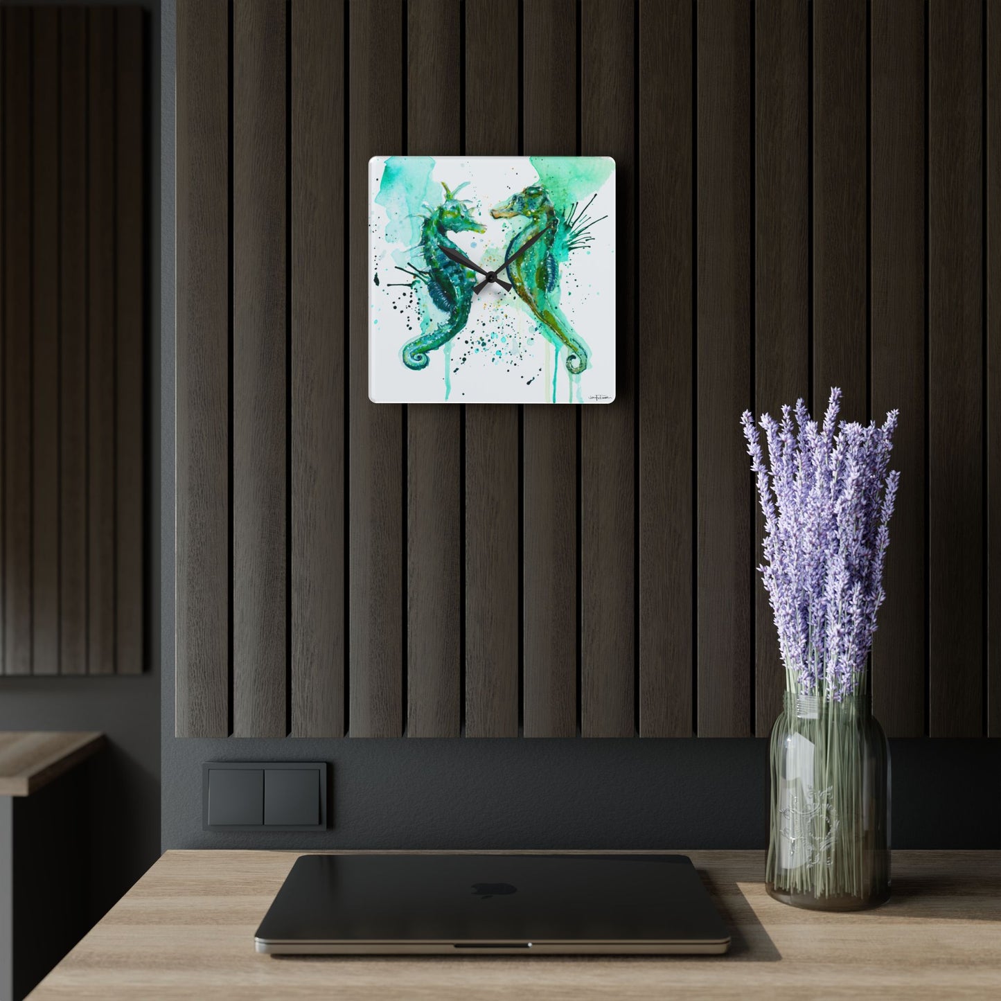 Acrylic Wall Clock - Seahorse Design