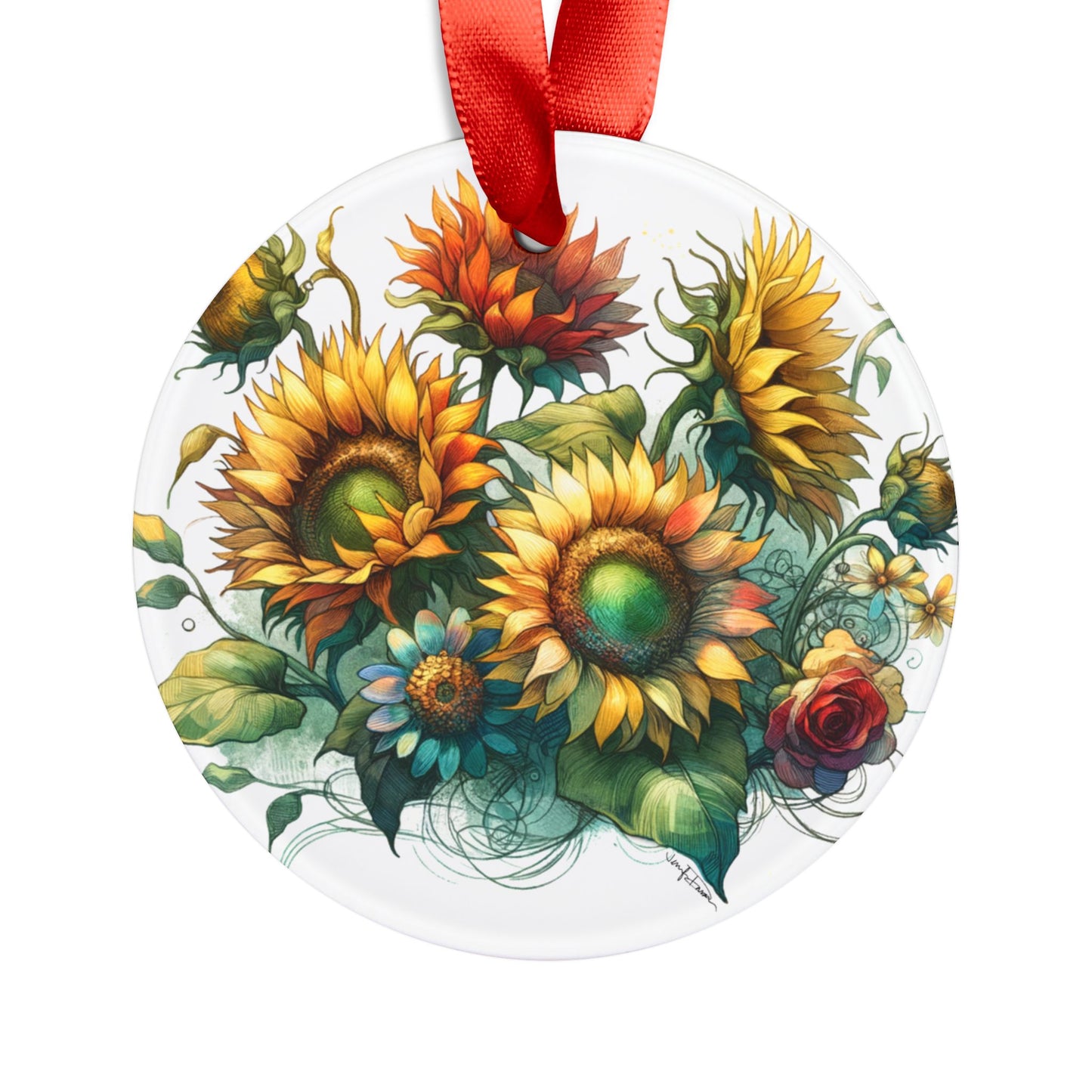 Holiday Acrylic Ornament - Sunflowers