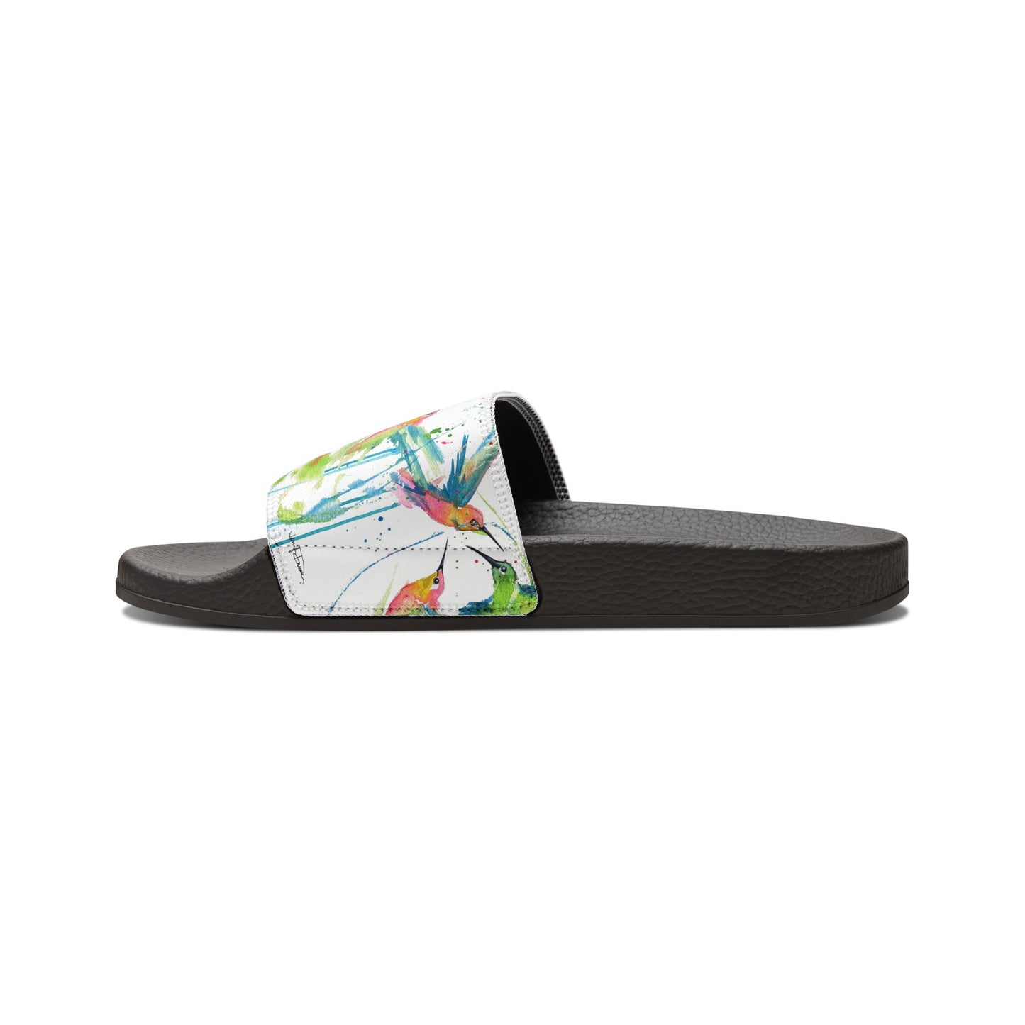 Sandals - Stylish Deco Slides with Hummingbird Artwork