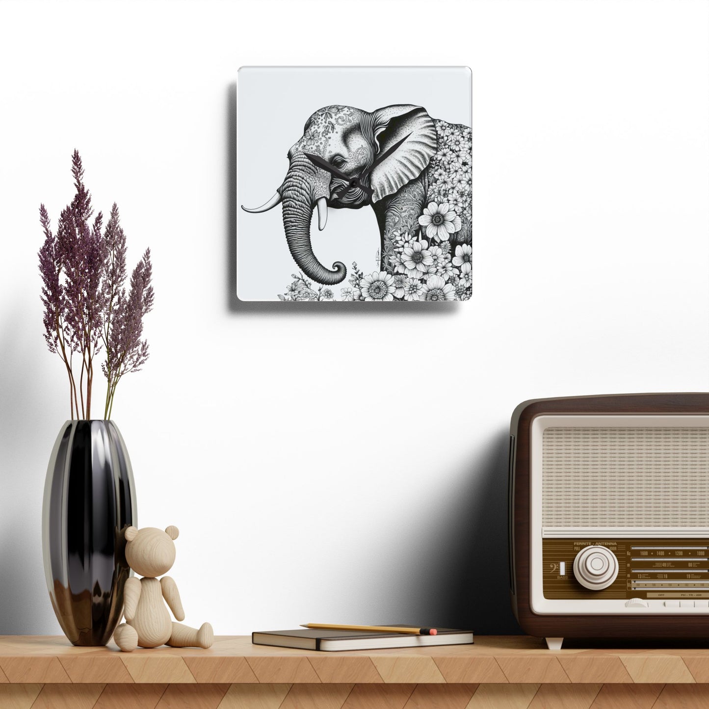 Acrylic Wall Clock - Elephant Design