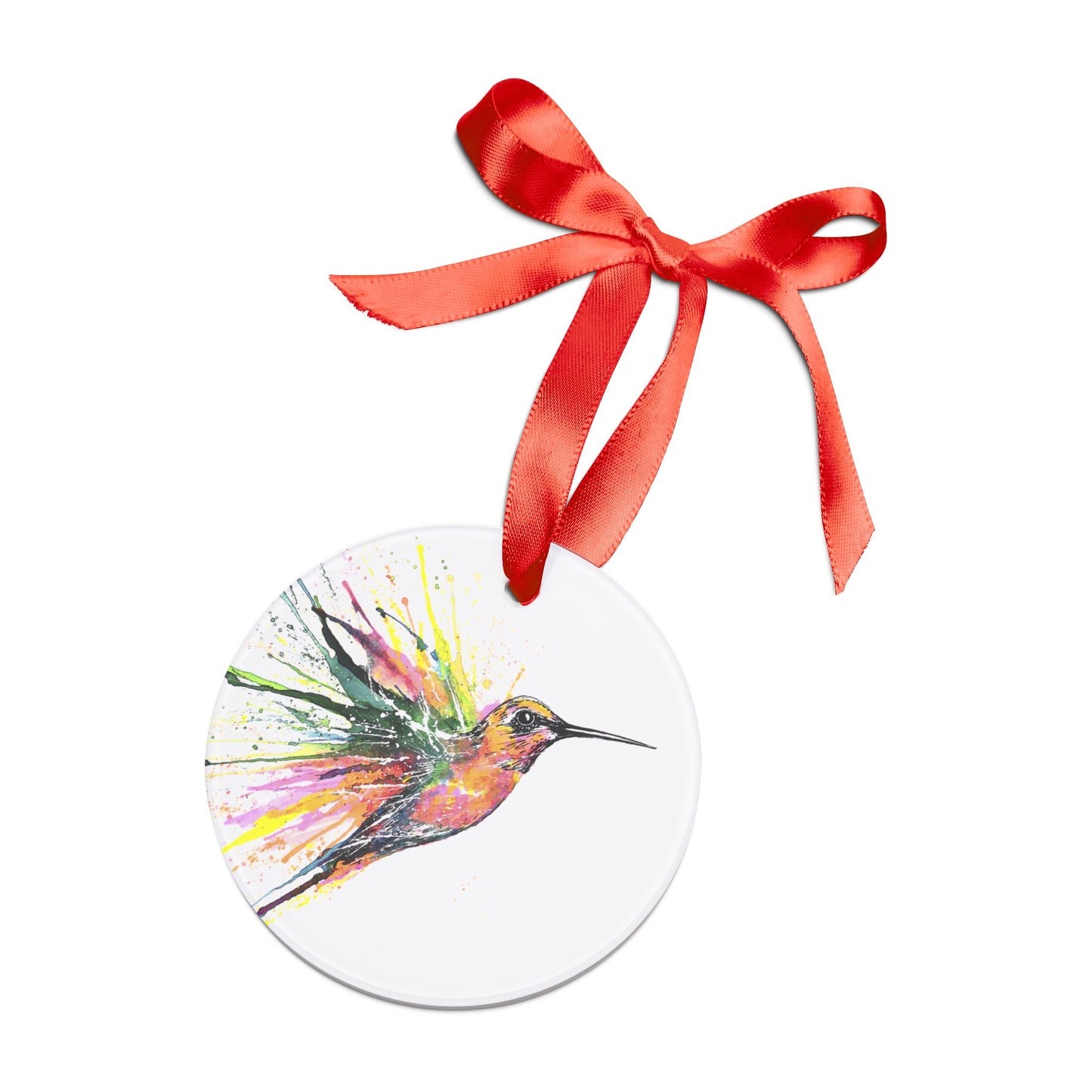 Holiday Acrylic Ornament - Hummingbird Rainbow Splash