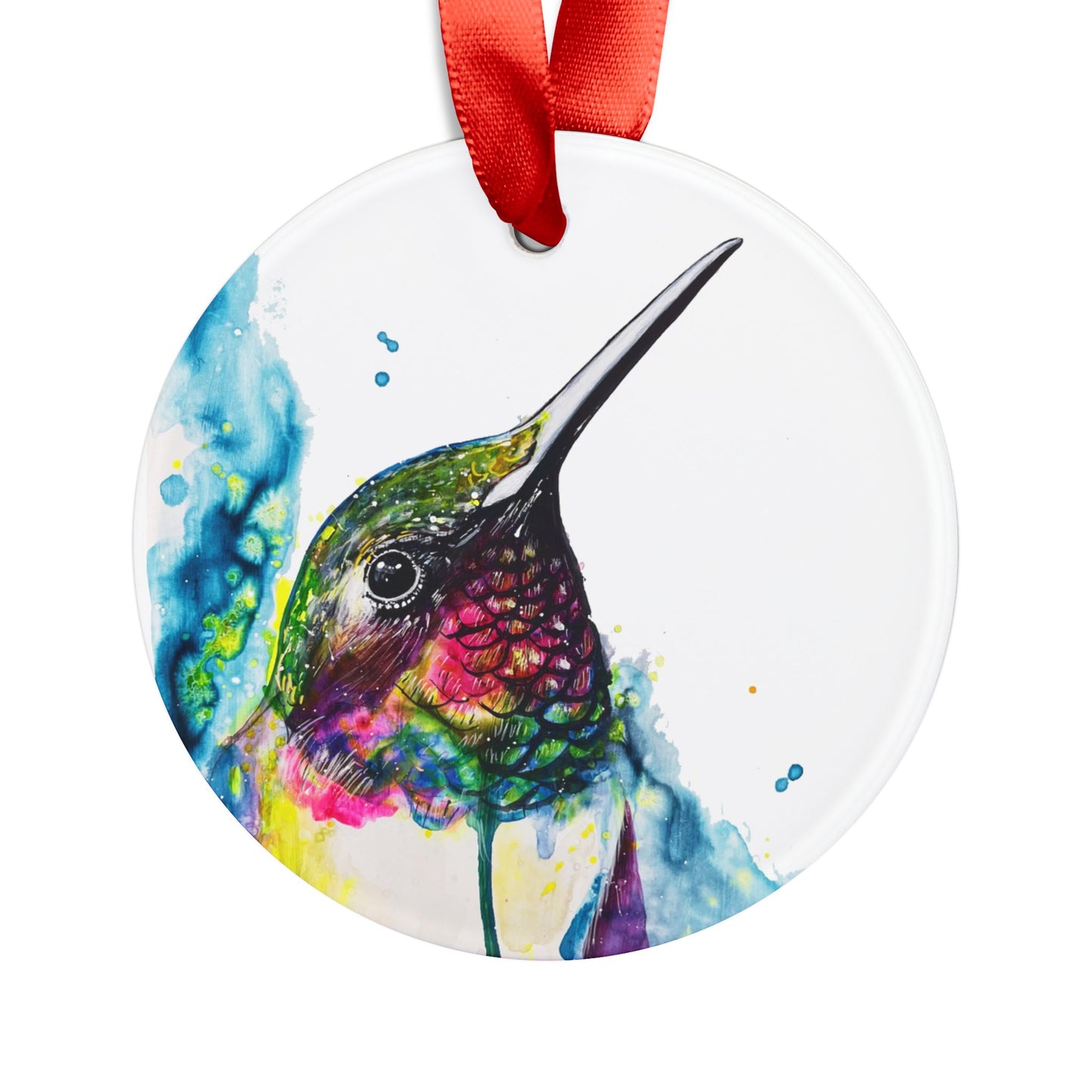 Holiday Acrylic Ornament - Rainbow Hummingbird