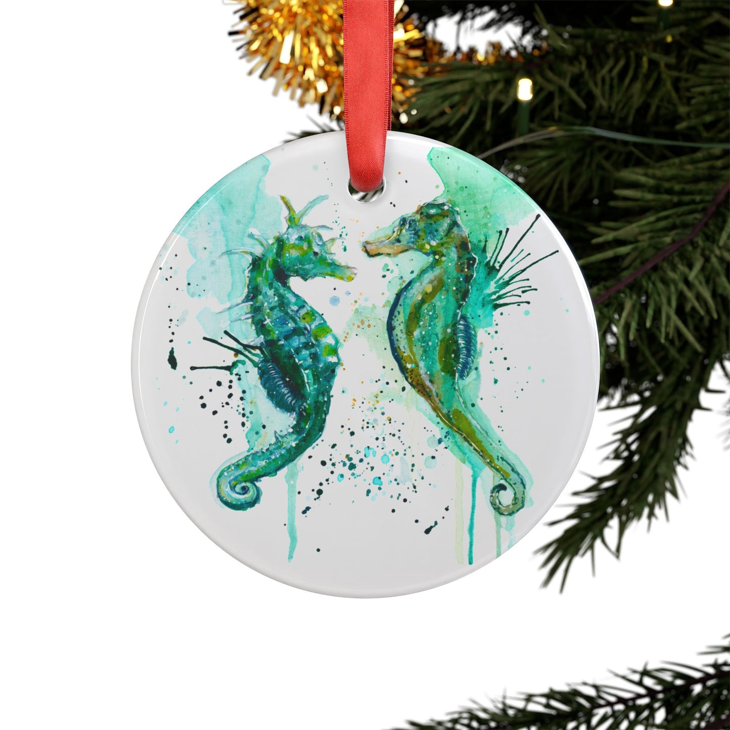 Holiday Acrylic Ornament - Seahorses