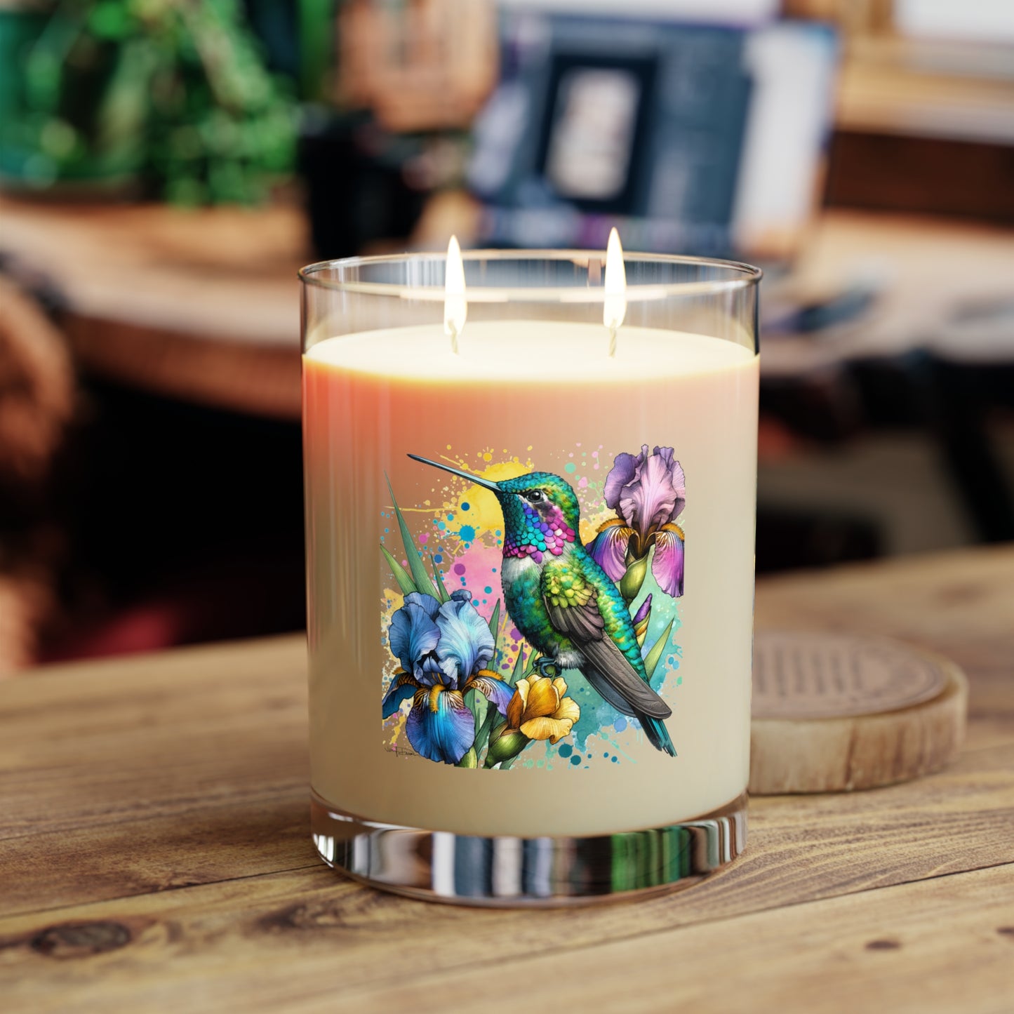 Seventh Avenue Scented Candle - Hummingbird w/ Irises Design