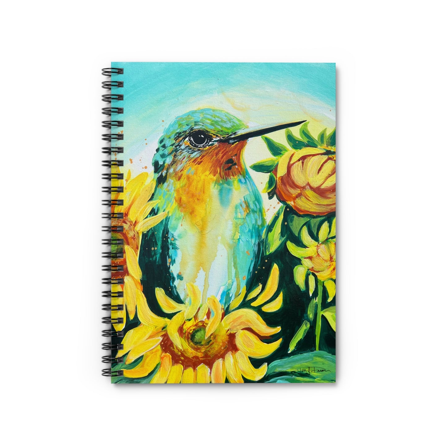 Spiral Notebook - Hummingbird with Sunflowers