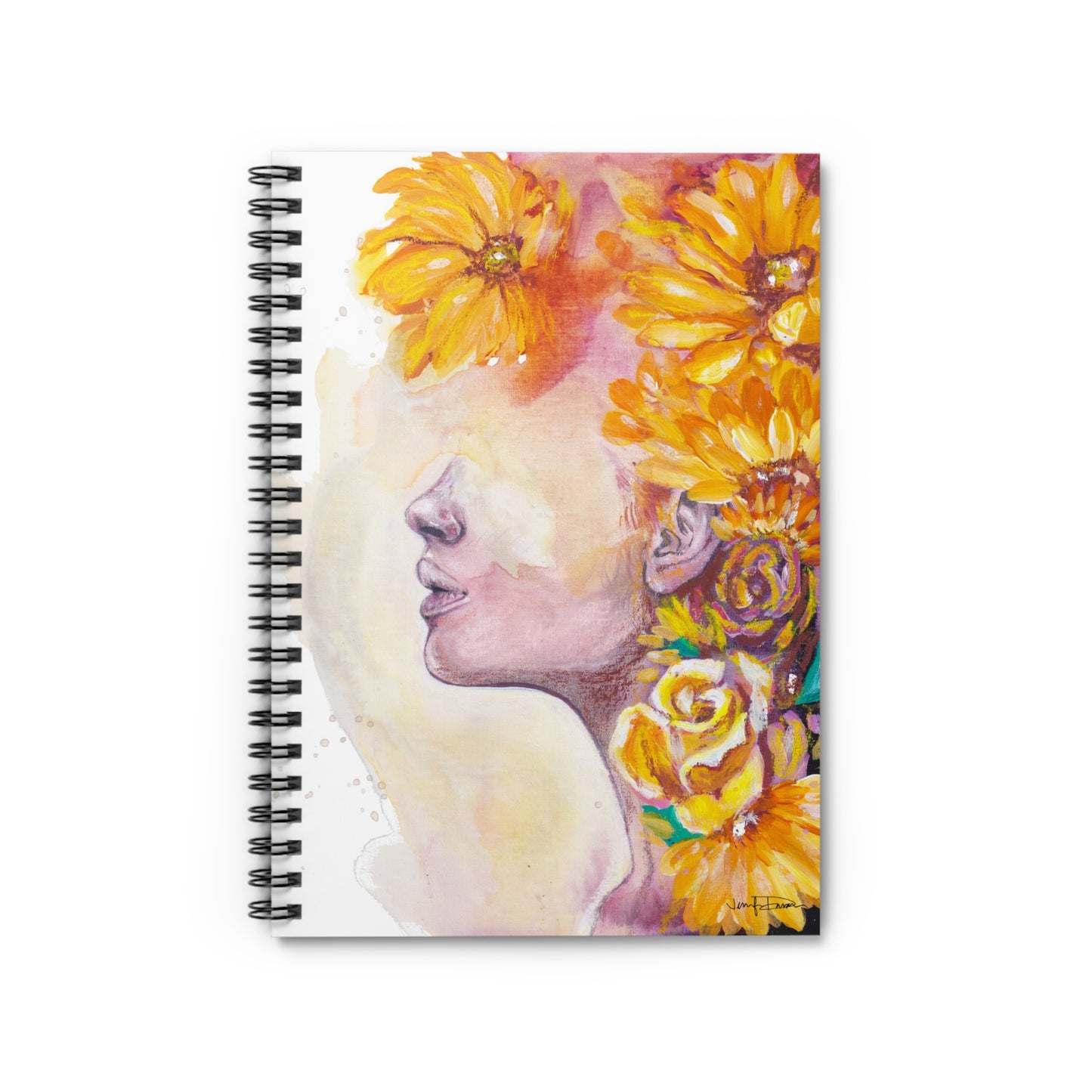 Spiral Notebook - Girl with Sunflowers