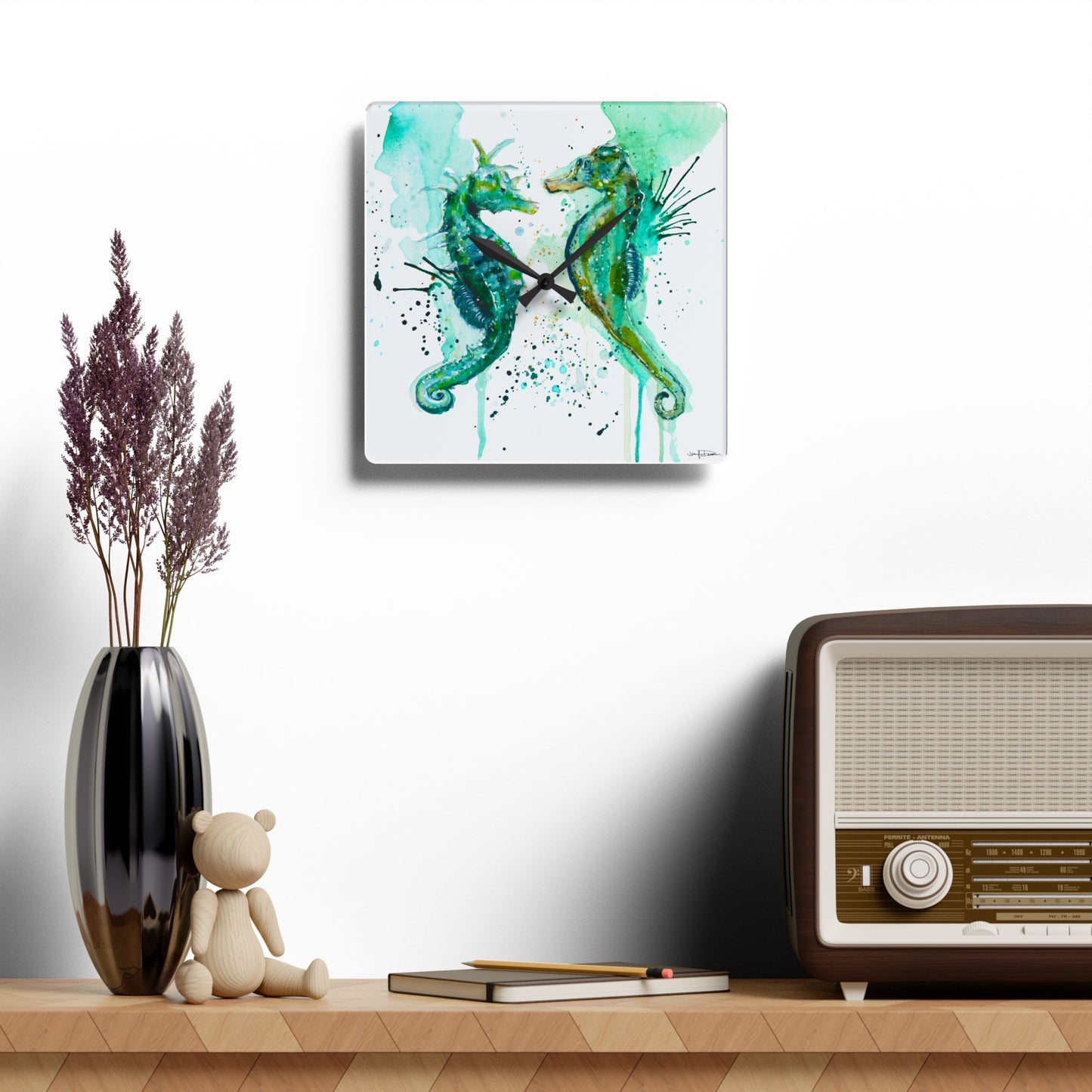 Acrylic Wall Clock - Seahorse Design