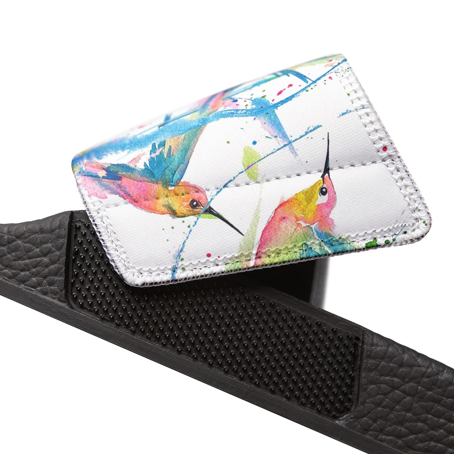 Sandals - Stylish Deco Slides with Hummingbird Artwork