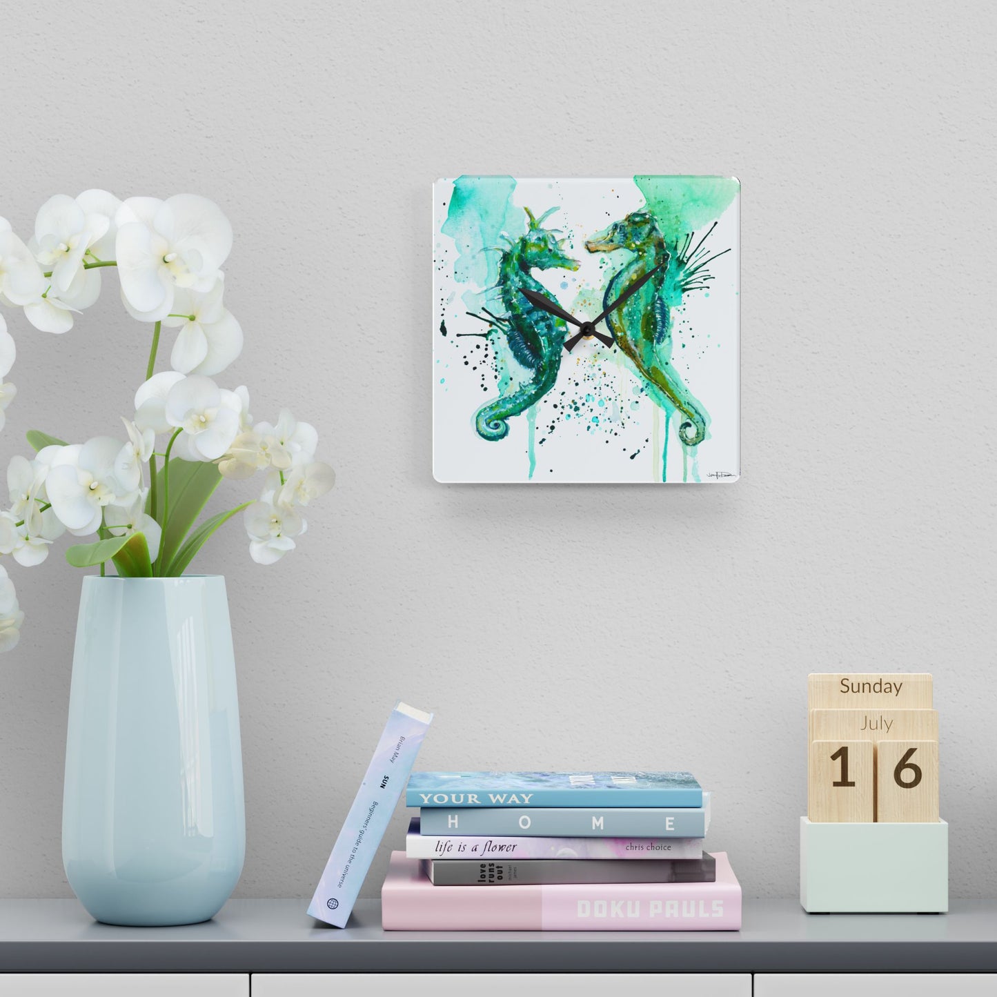 Acrylic Wall Clock - Seahorse Design