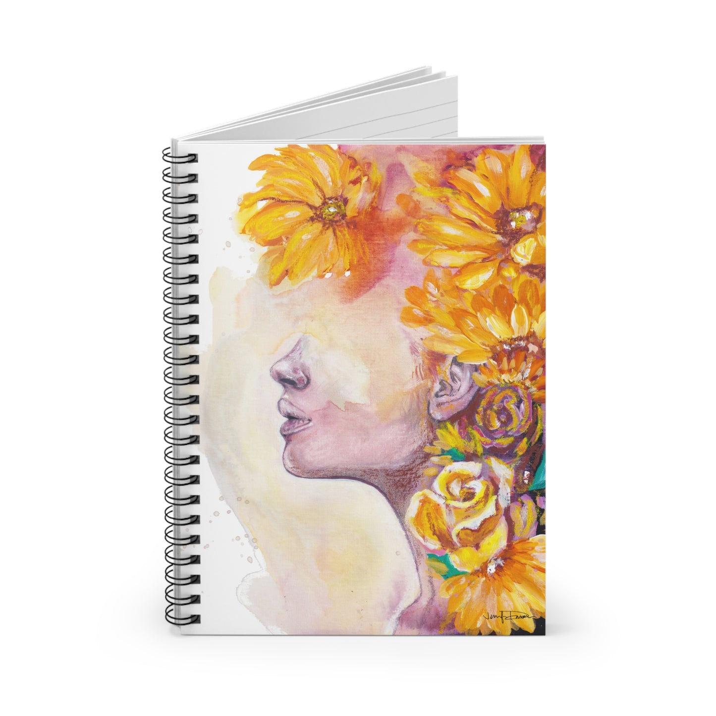 Spiral Notebook - Girl with Sunflowers