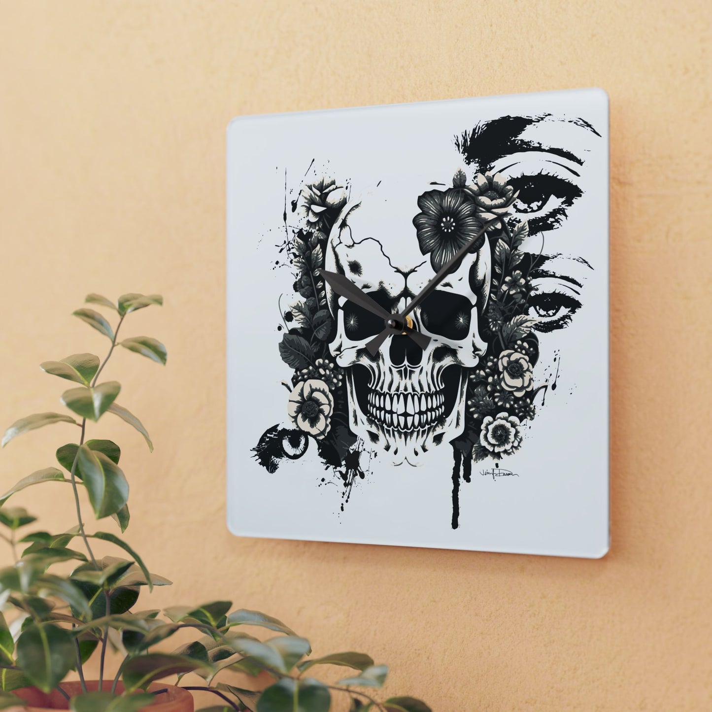 Acrylic Wall Clock - Skull Design