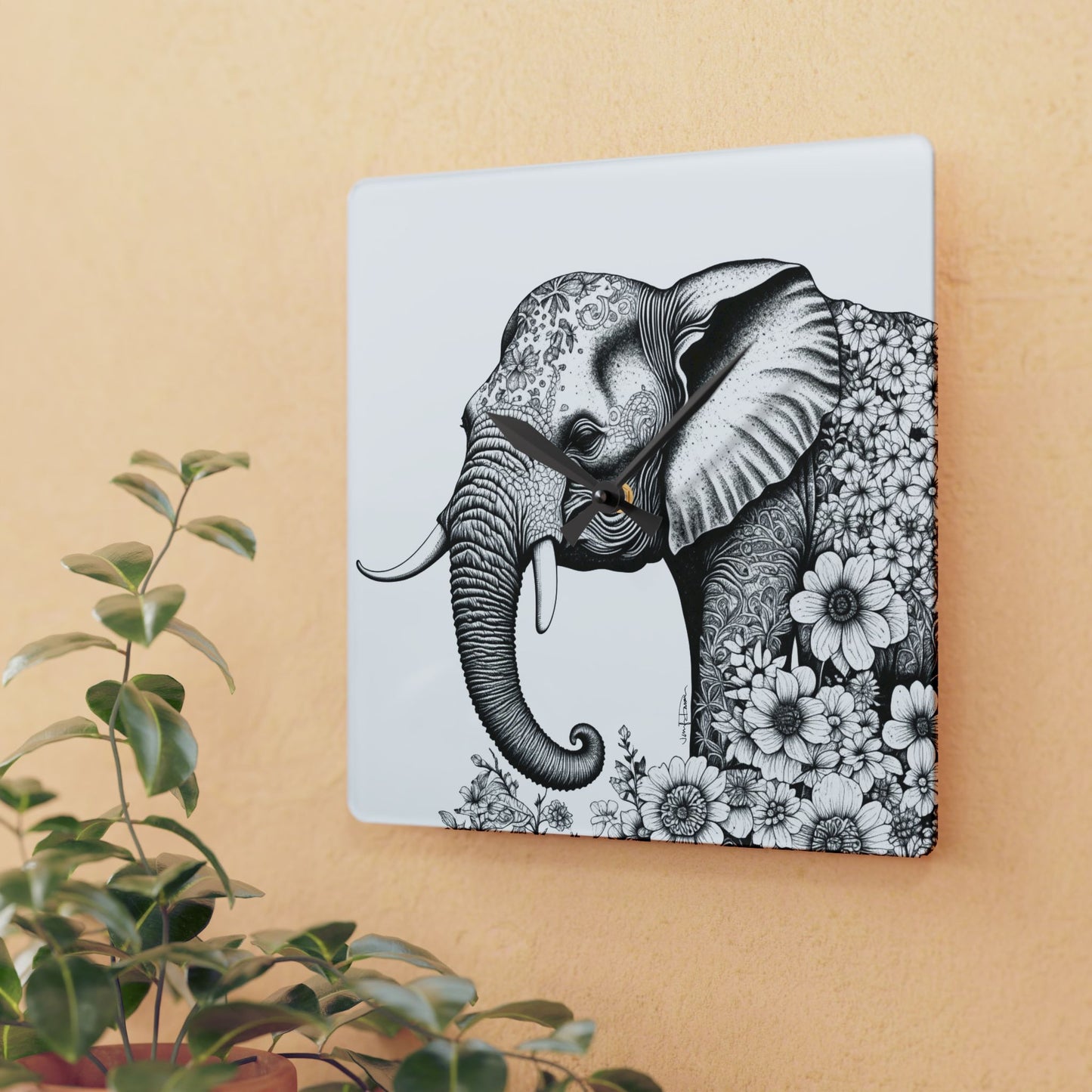 Acrylic Wall Clock - Elephant Design