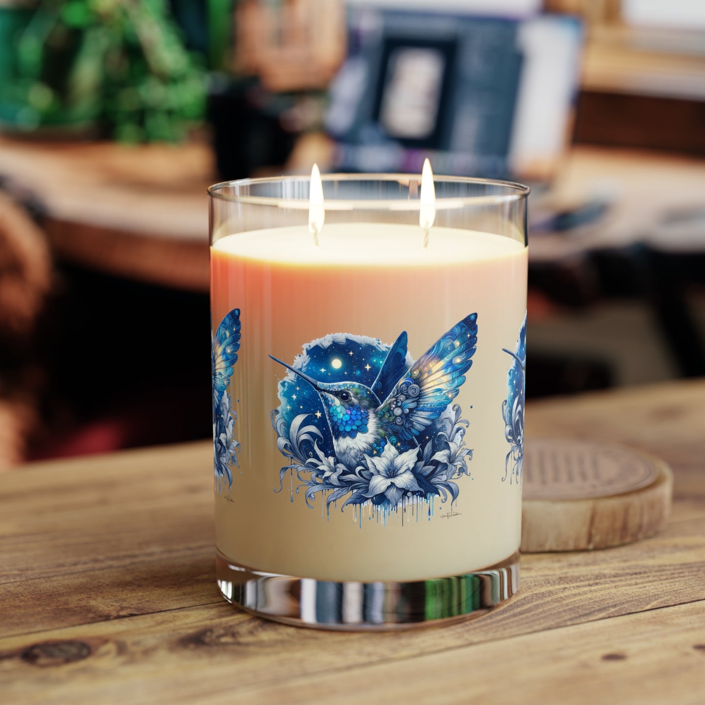 Seventh Avenue Scented Candle - Blue Hummingbird w/ Starry Night Design