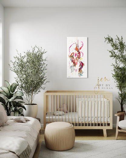 "Rainbow Koi Fish Trio" Giclée Canvas Print