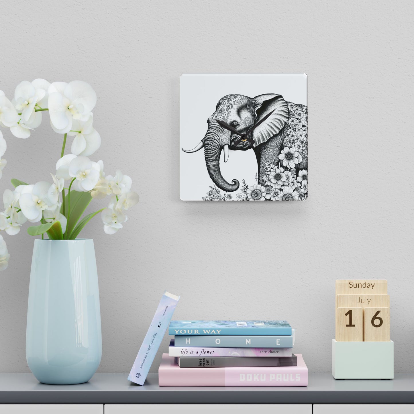 Acrylic Wall Clock - Elephant Design