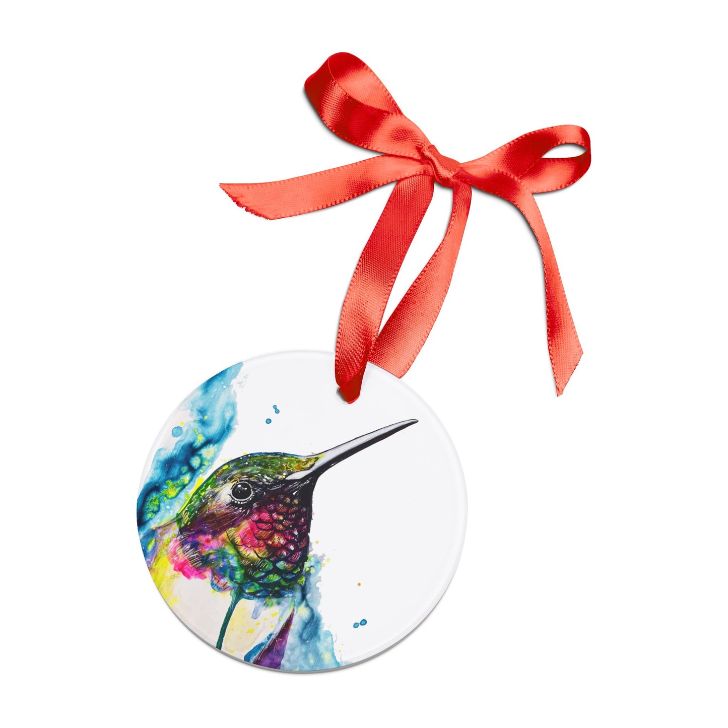 Holiday Acrylic Ornament - Rainbow Hummingbird