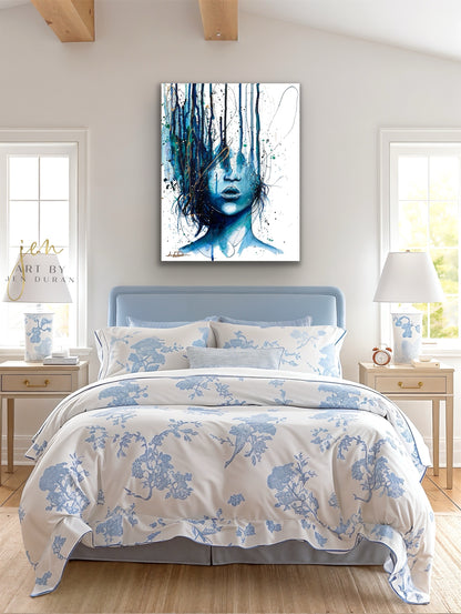 "Consumed By Chaos" Blue & Gold Giclée Canvas Print