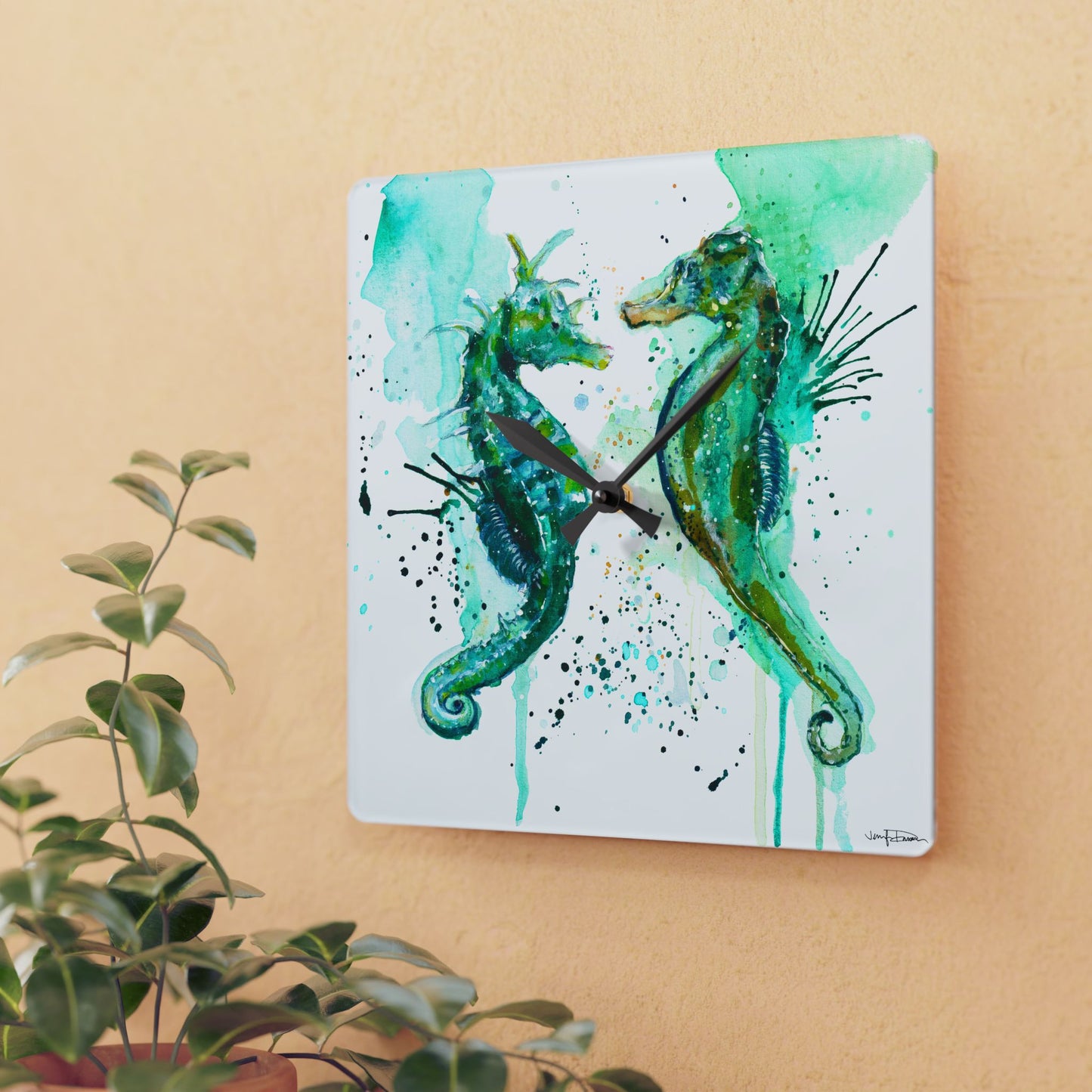 Acrylic Wall Clock - Seahorse Design