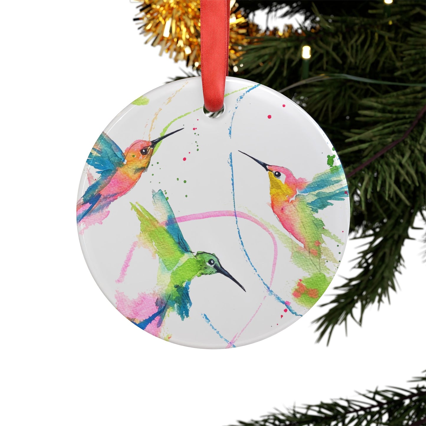 Holiday Acrylic Ornament - Hummingbird Trio