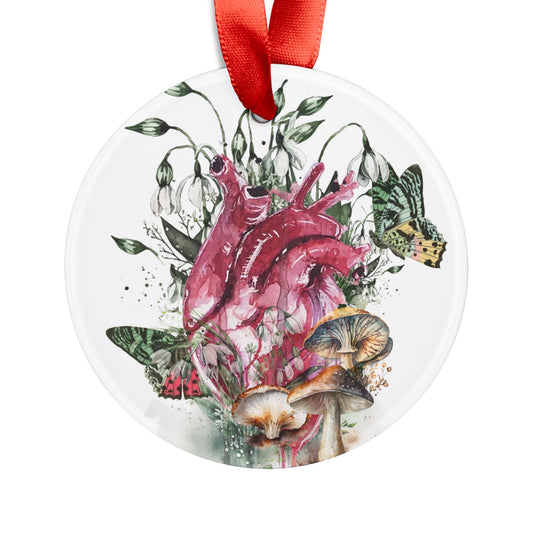 Holiday Acrylic Ornament - Heart Floral Design