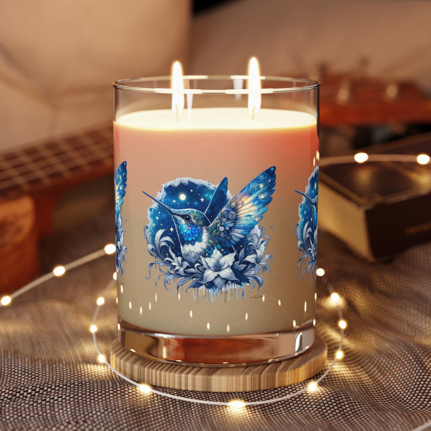 Seventh Avenue Scented Candle - Blue Hummingbird w/ Starry Night Design