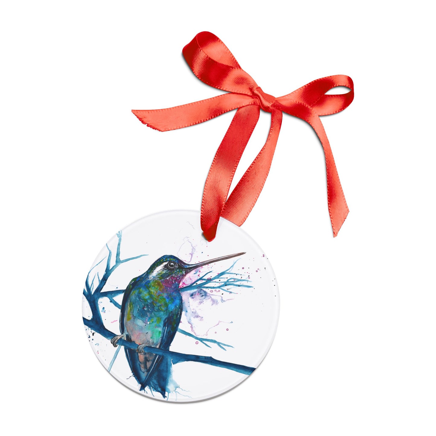 Holiday Acrylic Ornament - Blue Hummingbird