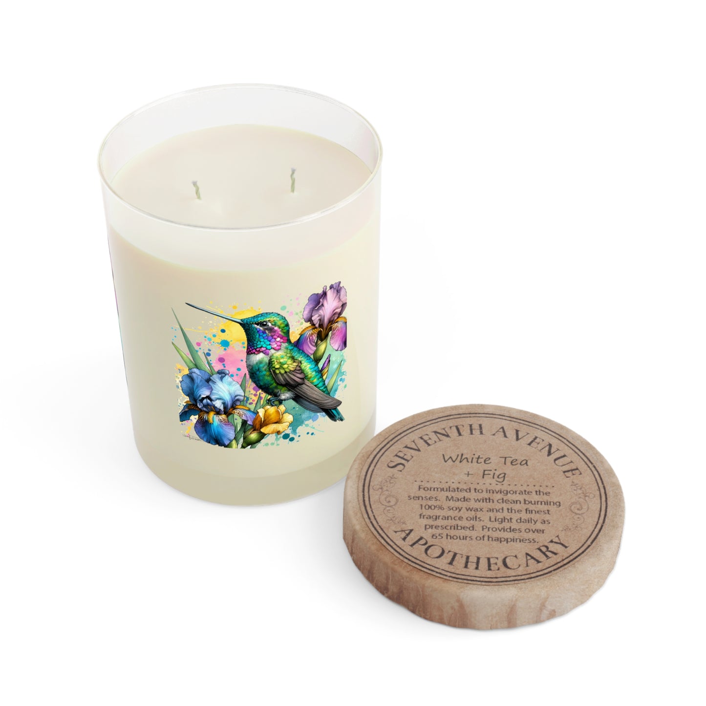 Seventh Avenue Scented Candle - Hummingbird w/ Irises Design