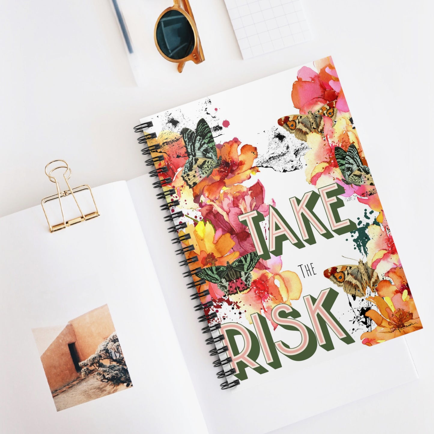 Spiral Notebook - Take the Risk - Floral Design