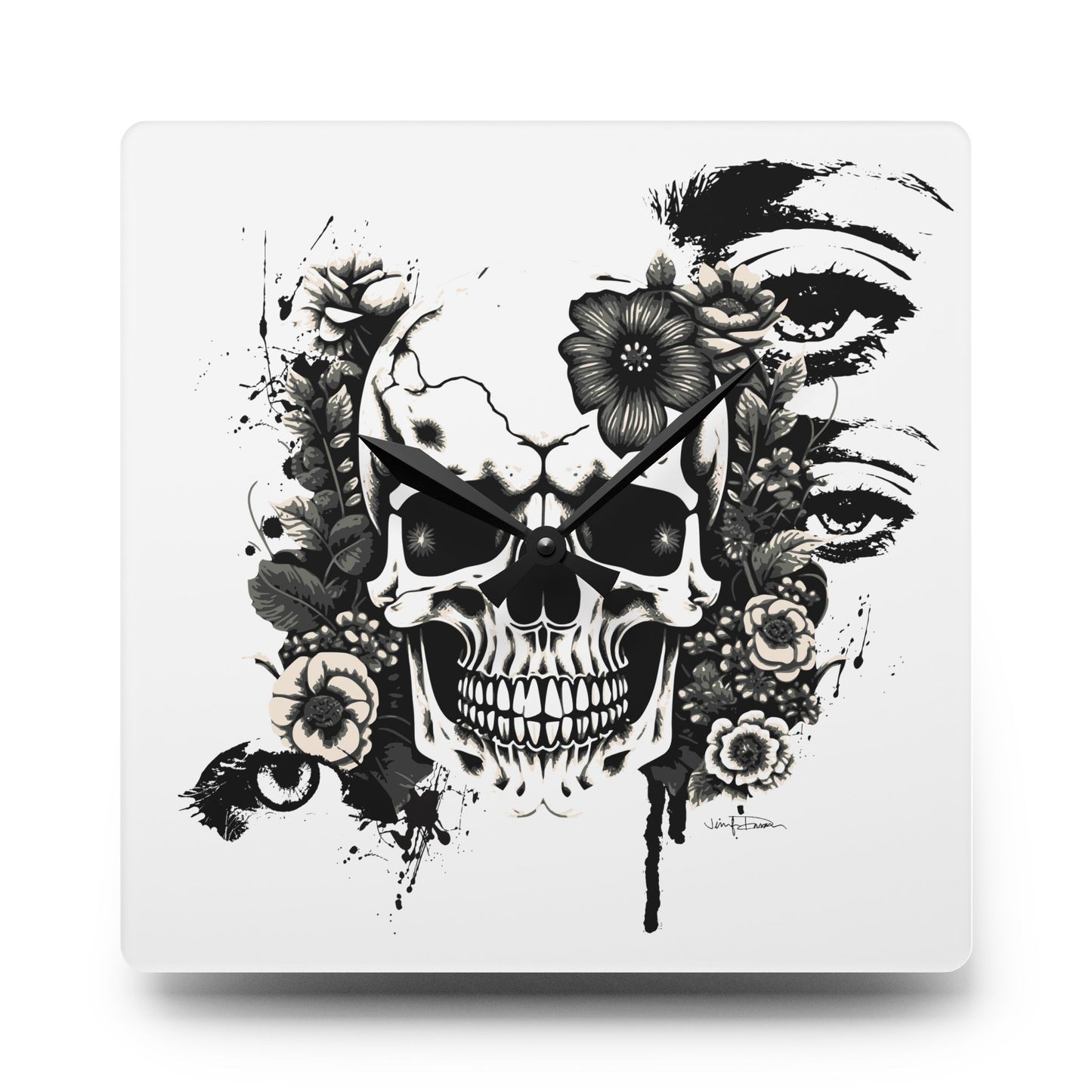 Acrylic Wall Clock - Skull Design