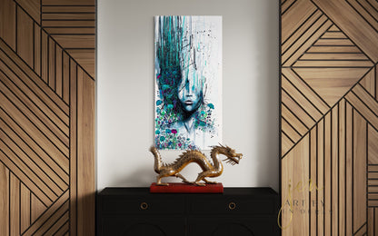 Abstract Modern Floral Woman Watercolor Canvas Wall Art Painting by Jen Duran