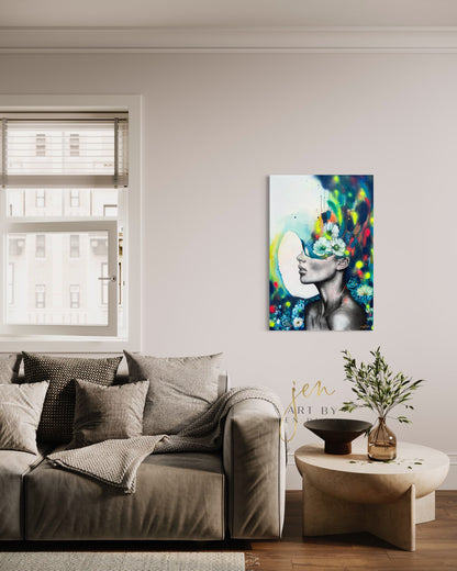 Original Watercolor Painting | Canvas Wall Art | Home Decor | Modern Floral Woman Art By Jen Duran