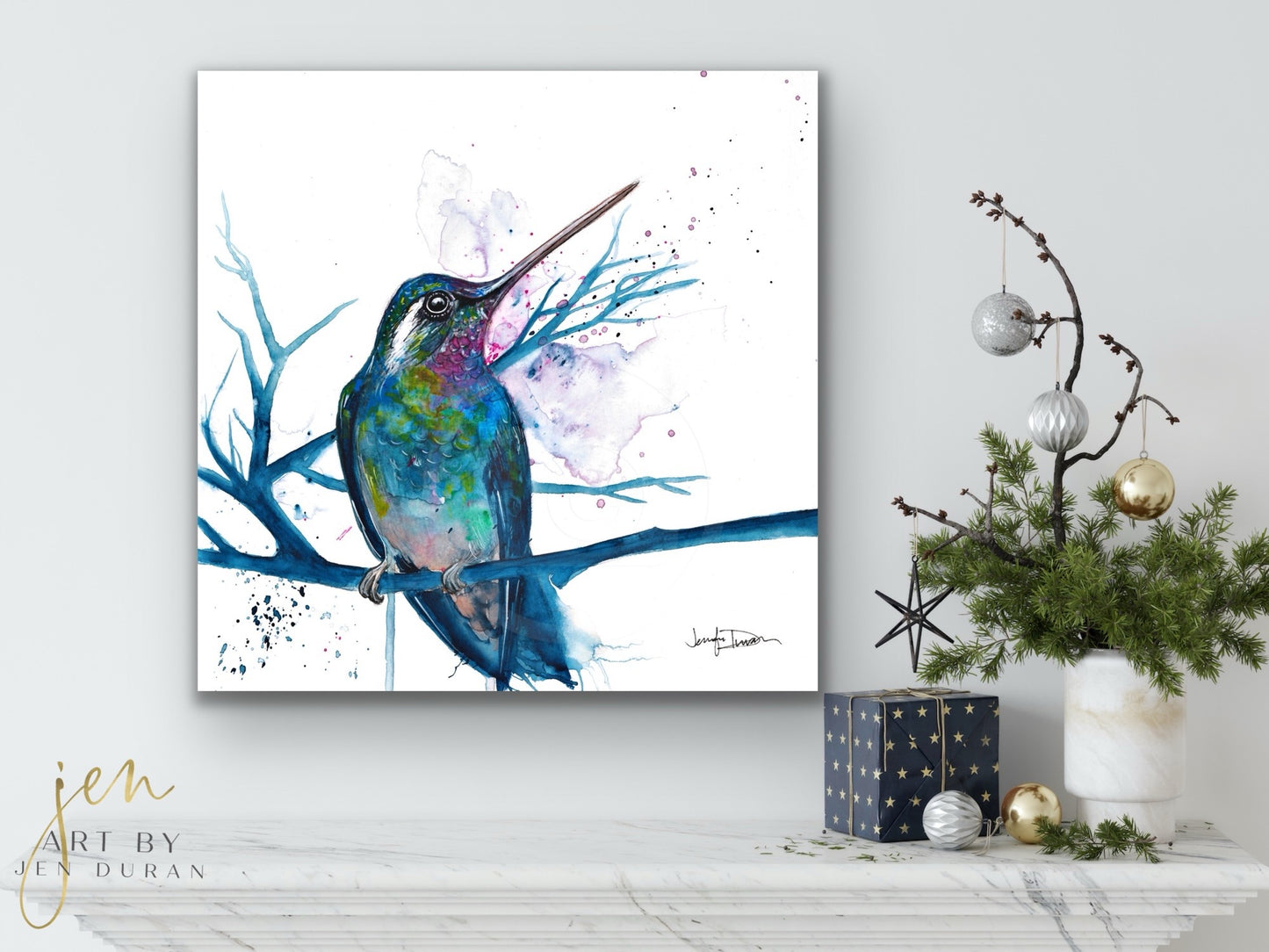 "Blue Hummingbird" - Giclée Canvas Print
